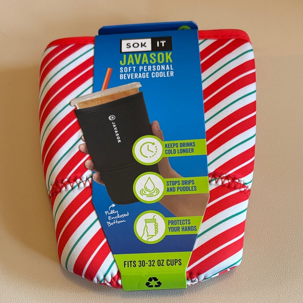 SOK IT Red and White Striped Beverage Cooler